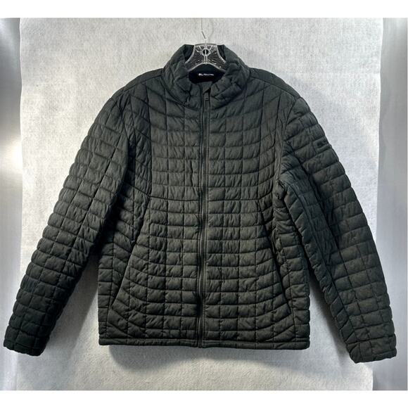 Ben Sherman Large Black Quilted Casual Long Sleeve Stand Up Puffer Jacket - Picture 1 of 9